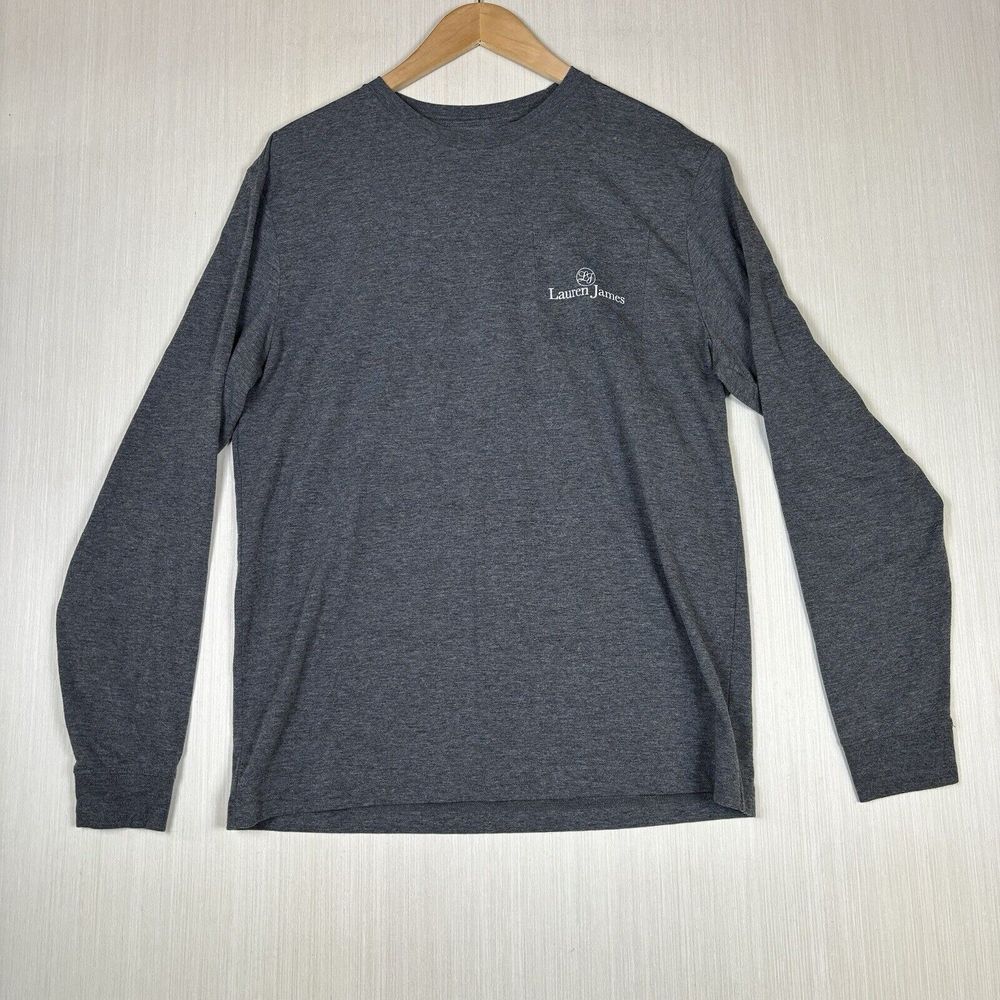 Lauren James Womens Long Sleeve T-Shirt Sz M Gray Sweet Defense Football Season - Picture 2 of 11